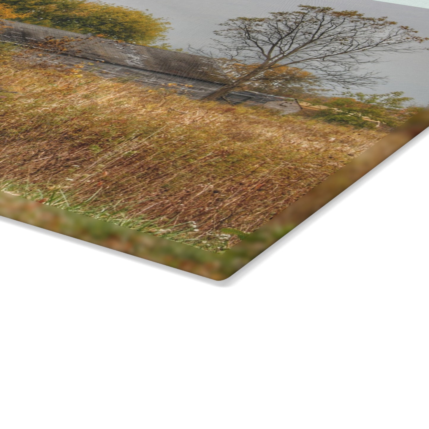 U R There Photography Hill Road Roadside Greys Rustic Farmhouse Tempered-Glass Cutting Board