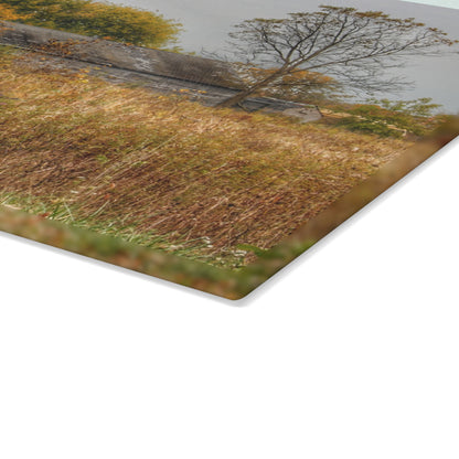 U R There Photography Hill Road Roadside Greys Rustic Farmhouse Tempered-Glass Cutting Board