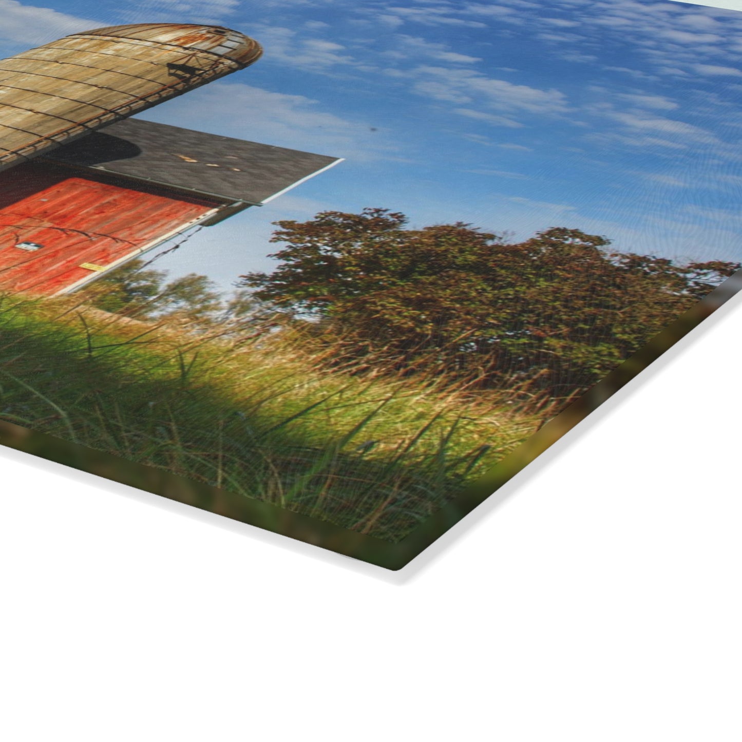 U R There Photography Clarkston Road Red I Rustic Farmhouse Tempered-Glass Cutting Board