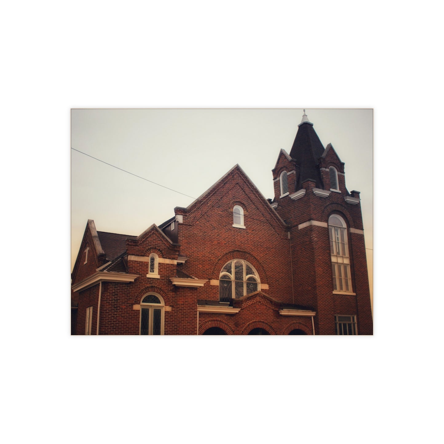 U R There Photography Brown City Methodist Church Rustic Farmhouse Decorative Ceramic Tile 6" × 8" Glossy