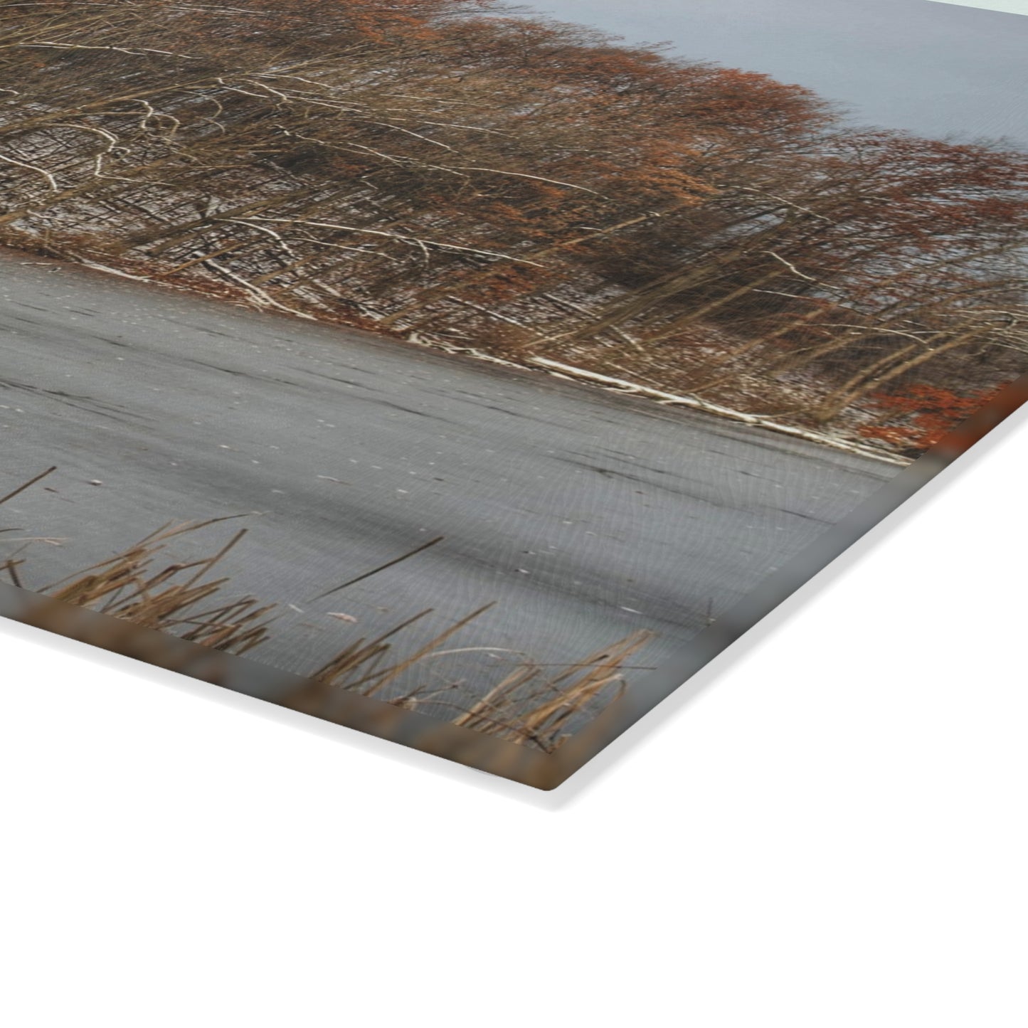 U R There Photography The Freeze of Thornville Rustic Farmhouse Tempered-Glass Cutting Board