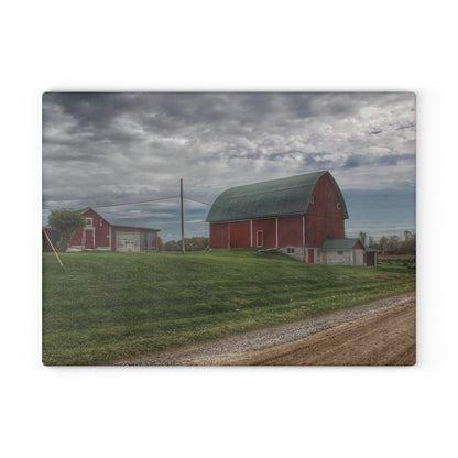 U R There Photography Elmwood Road Reds Rustic Farmhouse Tempered-Glass Cutting Board