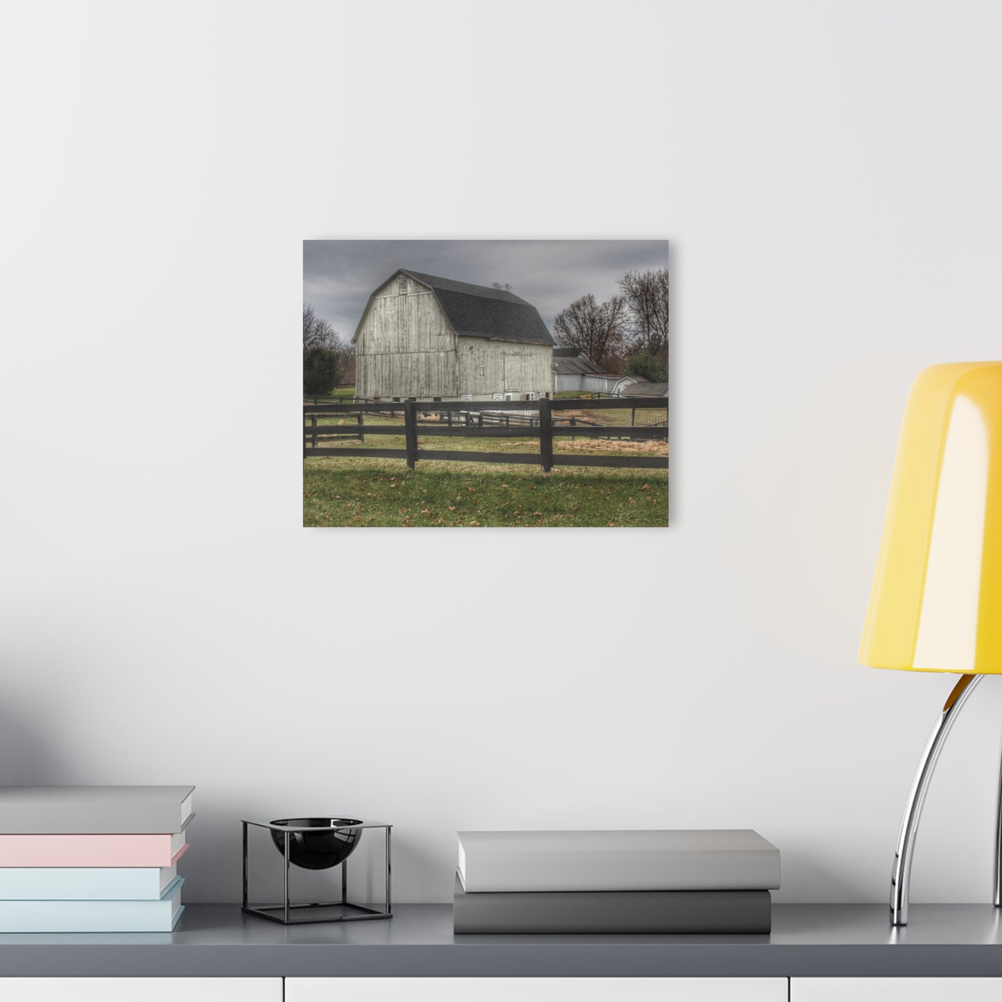 U R There Photography Roadside White Beyond the Fences Rustic Farmhouse Acrylic Wall Print