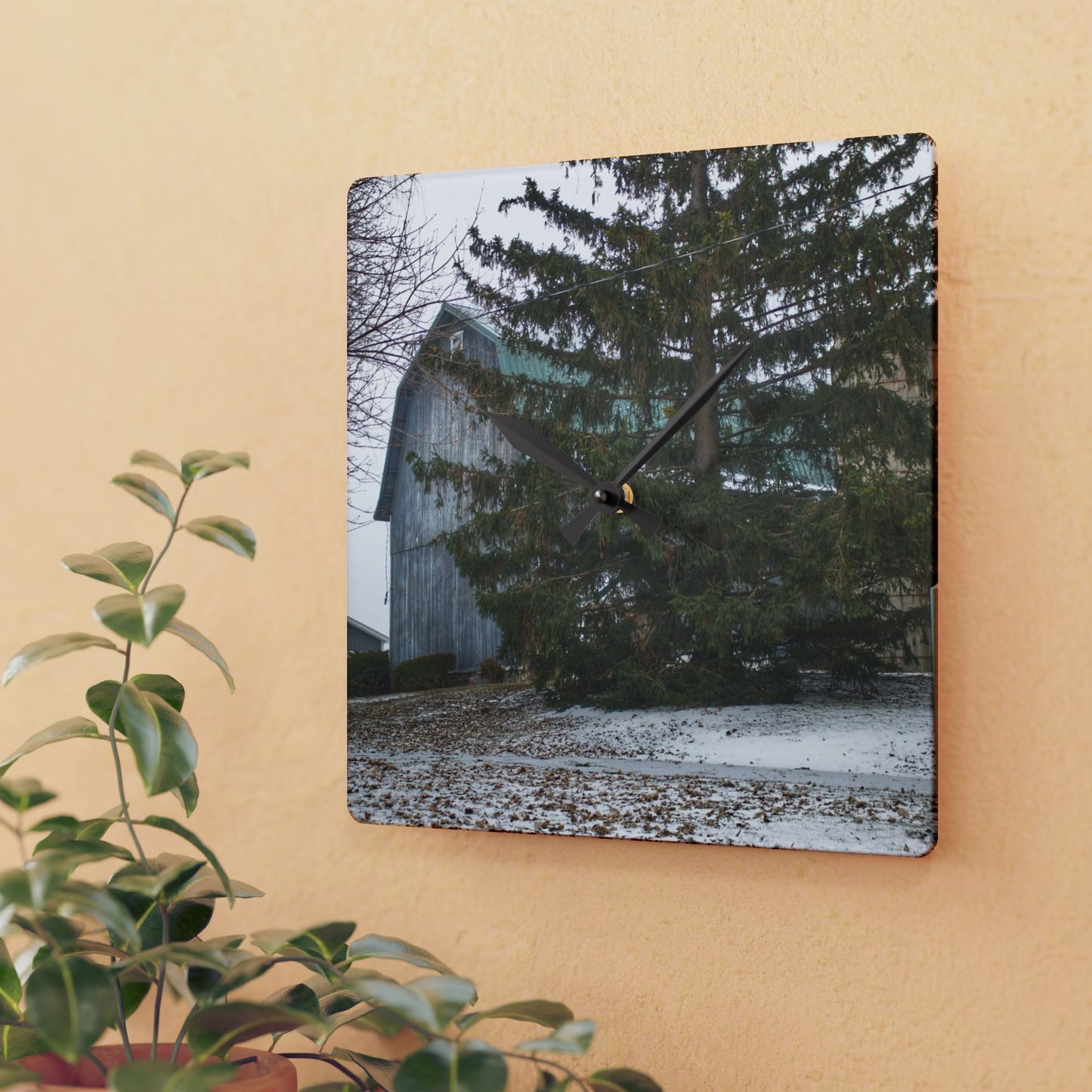 U R There Photography Hollow Corners Hidden Rustic Farmhouse Acrylic Analog Wall Clock