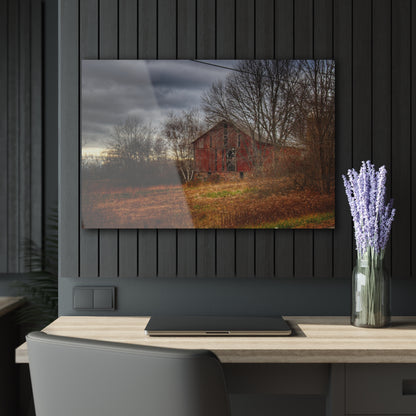 U R There Photography December Fieldstone Red Rustic Farmhouse Acrylic Wall Print