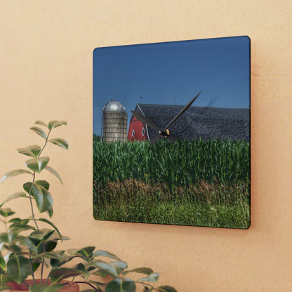 U R There Photography North Lake Pleasant Red Above the Corn Rustic Farmhouse Acrylic Analog Wall Clock