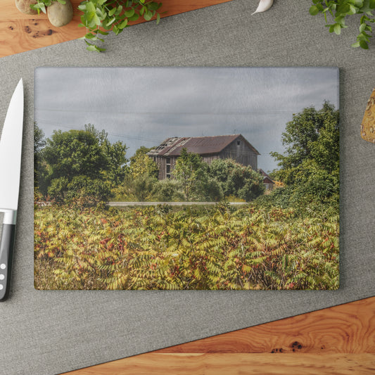 U R There Photography Van Dyke Grey Rustic Farmhouse Tempered-Glass Cutting Board