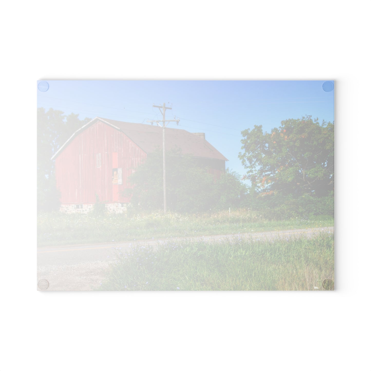 U R There Photography Armstrong Road Red II Rustic Farmhouse Tempered-Glass Cutting Board