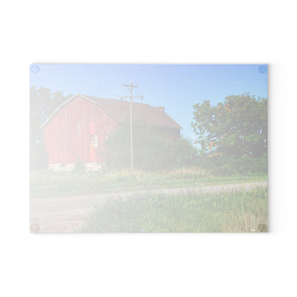 U R There Photography Armstrong Road Red II Rustic Farmhouse Tempered-Glass Cutting Board