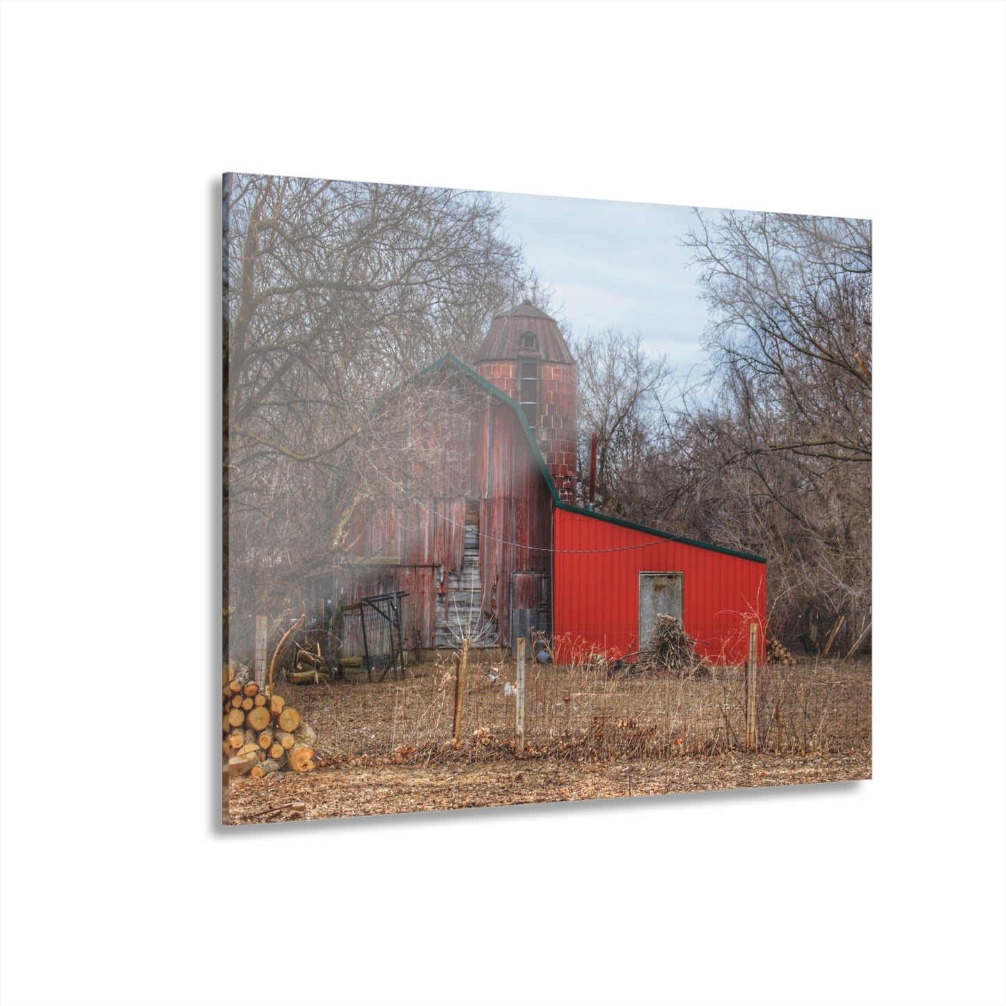 U R There Photography Bray Road Hidden Barnyard Red I Rustic Farmhouse Acrylic Wall Print