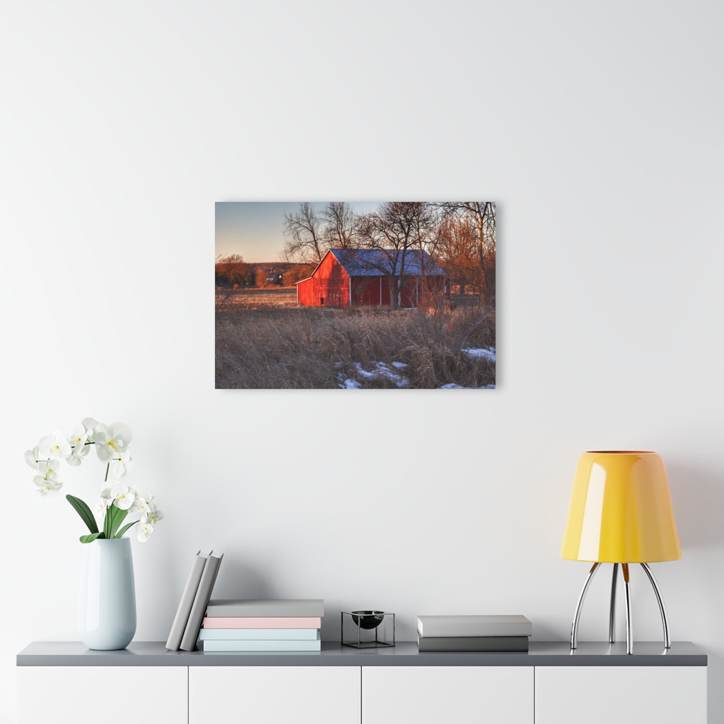 Barn Boutique Modern Farmhouse Acrylic Wall Print| Early Spring on Mount Morris Road I