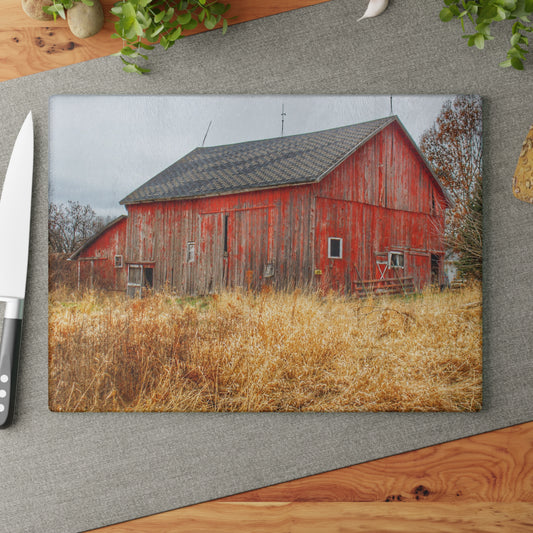 U R There Photography Harrington Road Red Rustic Farmhouse Tempered-Glass Cutting Board