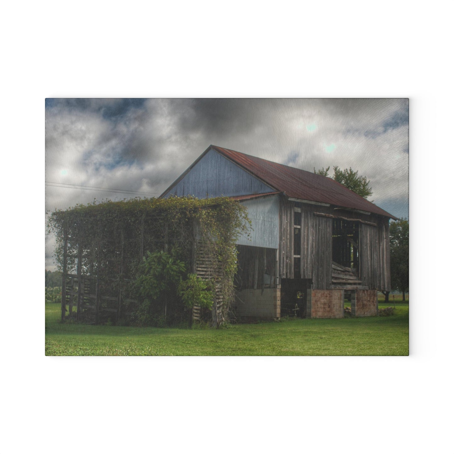 U R There Photography Pergola Barn Rustic Farmhouse Tempered-Glass Cutting Board