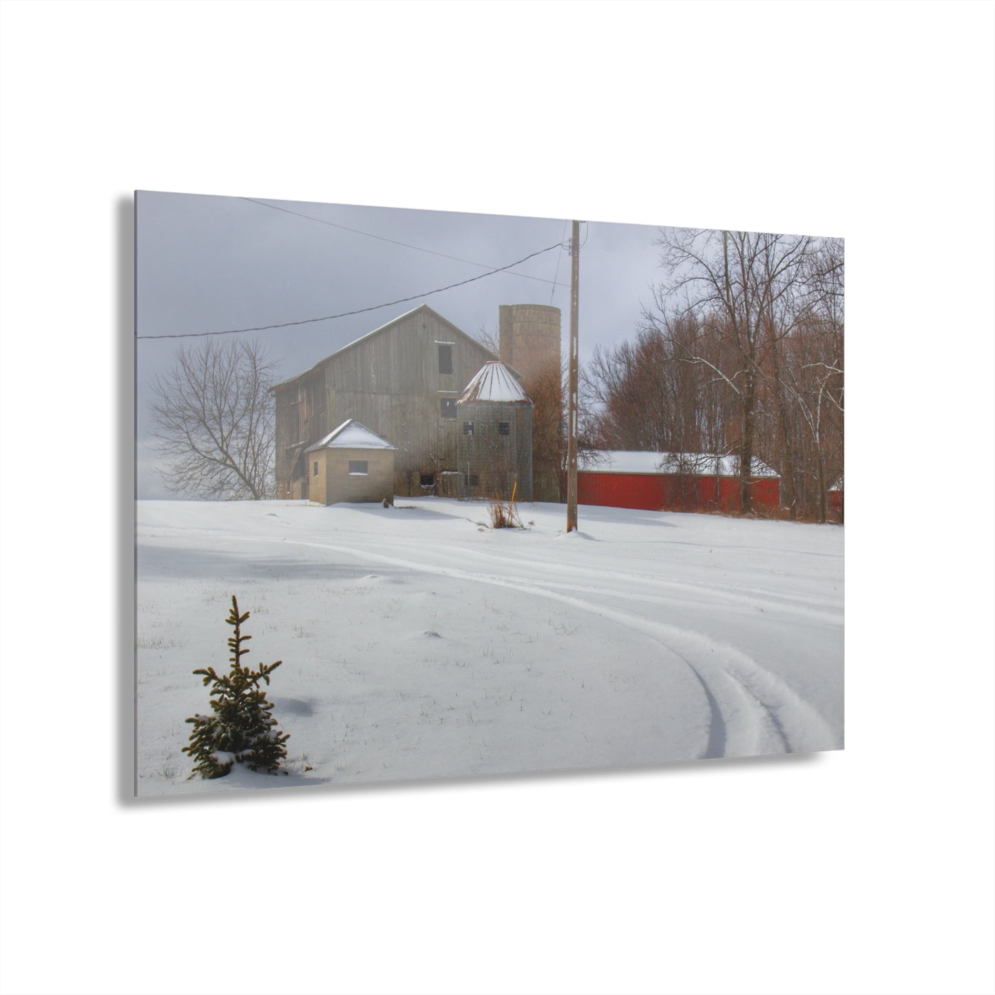 U R There Photography Hilltop Grey and Silo Rustic Farmhouse Acrylic Wall Print