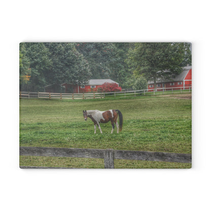 U R There Photography Painted Pony in Pasture Rustic Farmhouse Tempered-Glass Cutting Board