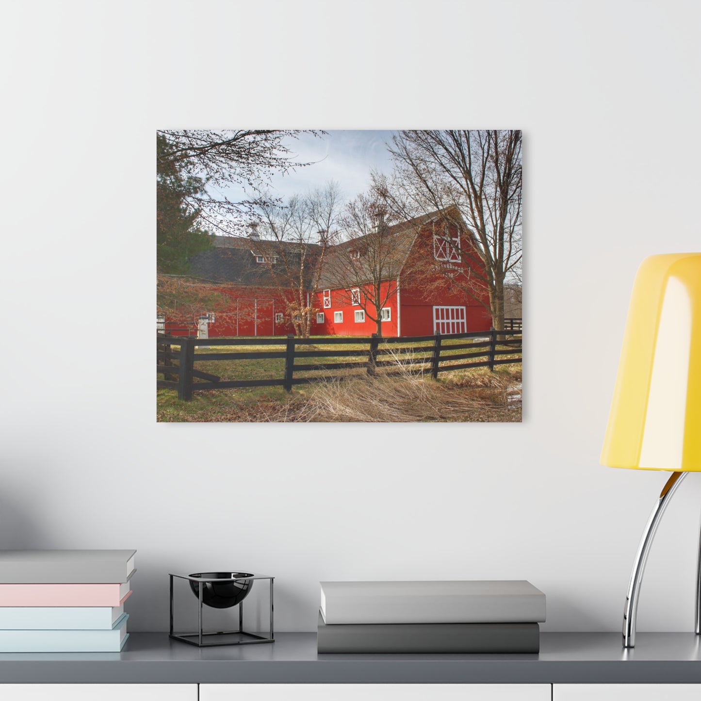 U R There Photography Thornville Road Red Rustic Farmhouse Acrylic Wall Print