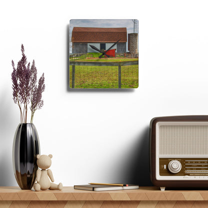 U R There Photography North Vassar Road Grey Rustic Farmhouse Acrylic Analog Wall Clock