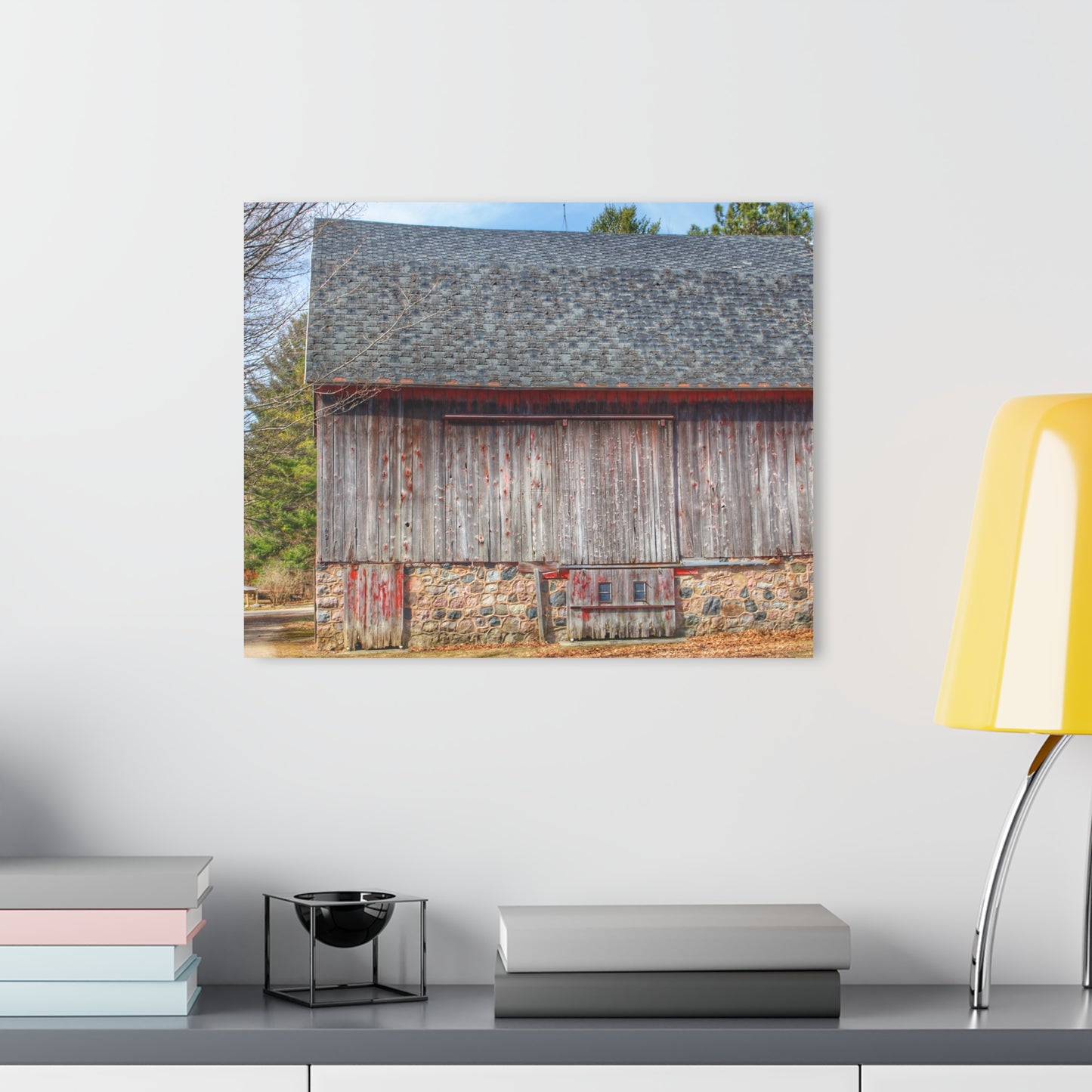 U R There Photography Leix Road Stone Red Rustic Farmhouse Acrylic Wall Print