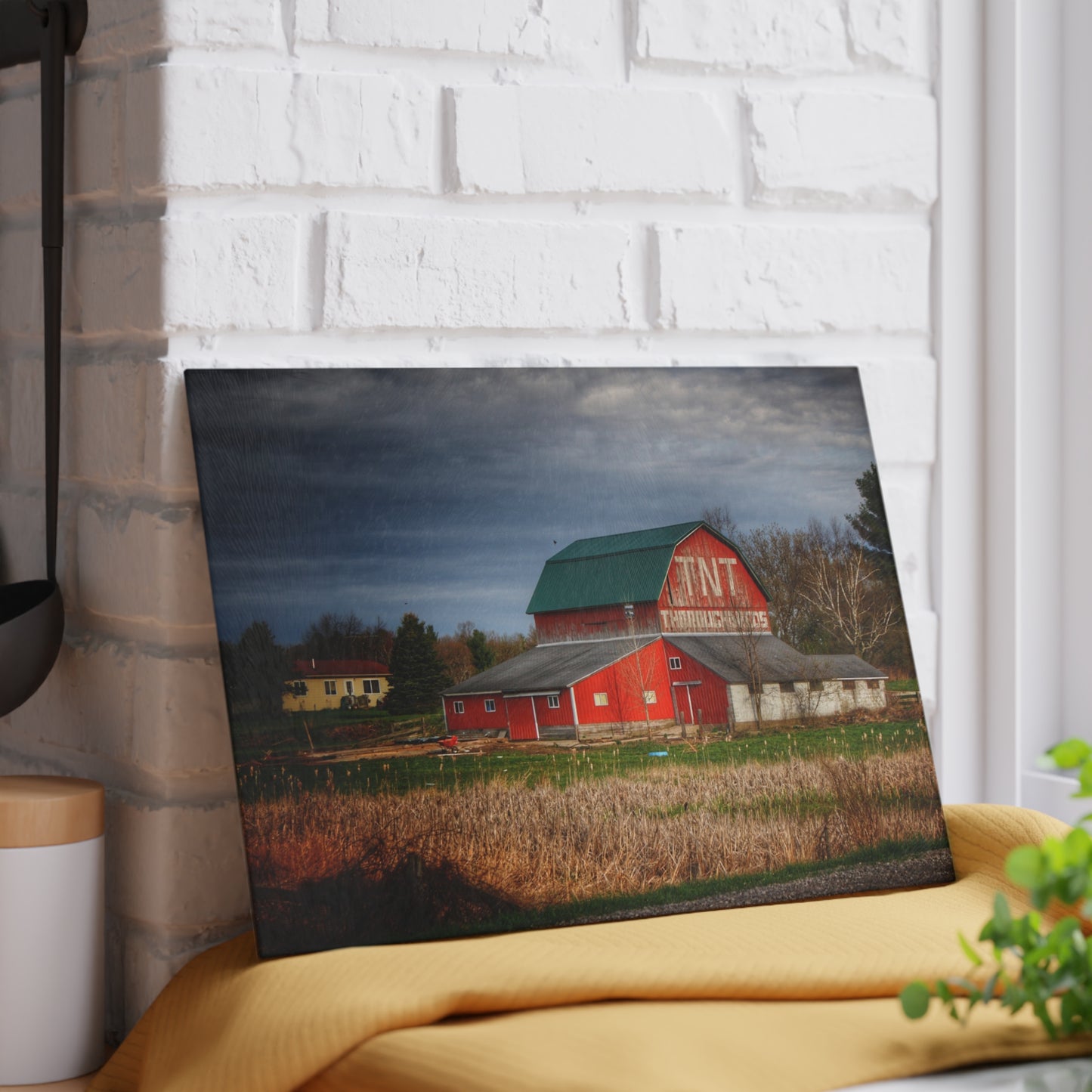 U R There Photography M-24 TnT Red I Rustic Farmhouse Tempered-Glass Cutting Board