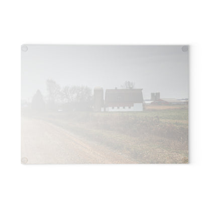 U R There Photography Gates Road Farm Rustic Farmhouse Tempered-Glass Cutting Board
