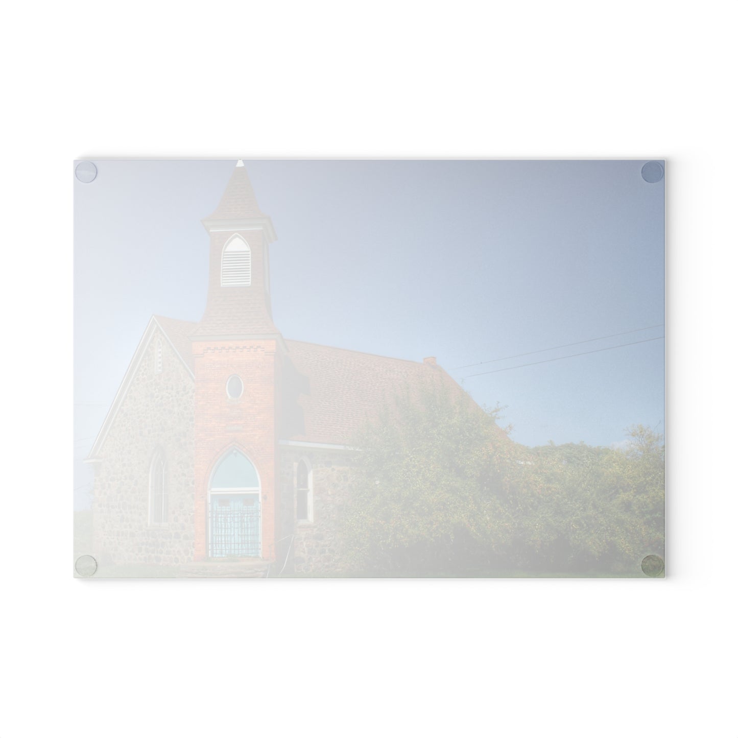 U R There Photography Mayville Church of the Past Rustic Farmhouse Tempered-Glass Cutting Board
