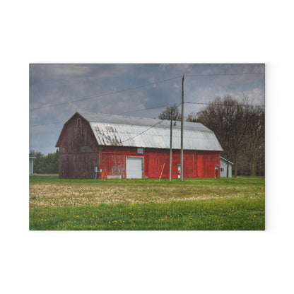 U R There Photography Coldwater Road Red I Rustic Farmhouse Tempered-Glass Cutting Board