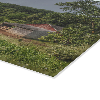 U R There Photography West Oregon Road Hidden Red I Rustic Farmhouse Tempered-Glass Cutting Board