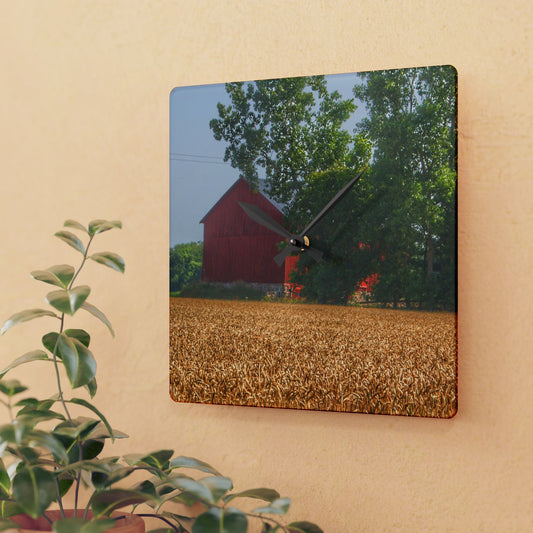 U R There Photography Tubspring Road Hidden Red Rustic Farmhouse Acrylic Analog Wall Clock