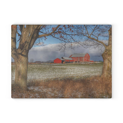 U R There Photography Approaching Storm on Edward Road Rustic Farmhouse Tempered-Glass Cutting Board