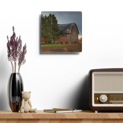U R There Photography Owendale Red Rustic Farmhouse Acrylic Analog Wall Clock