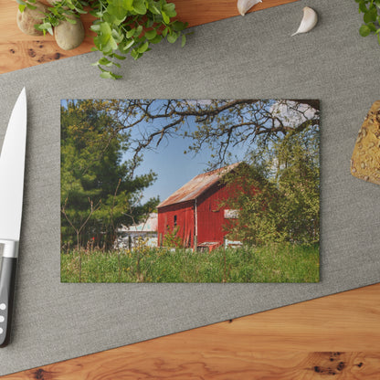 U R There Photography Bronson Lake Road Barn at the Bend Rustic Farmhouse Tempered-Glass Cutting Board