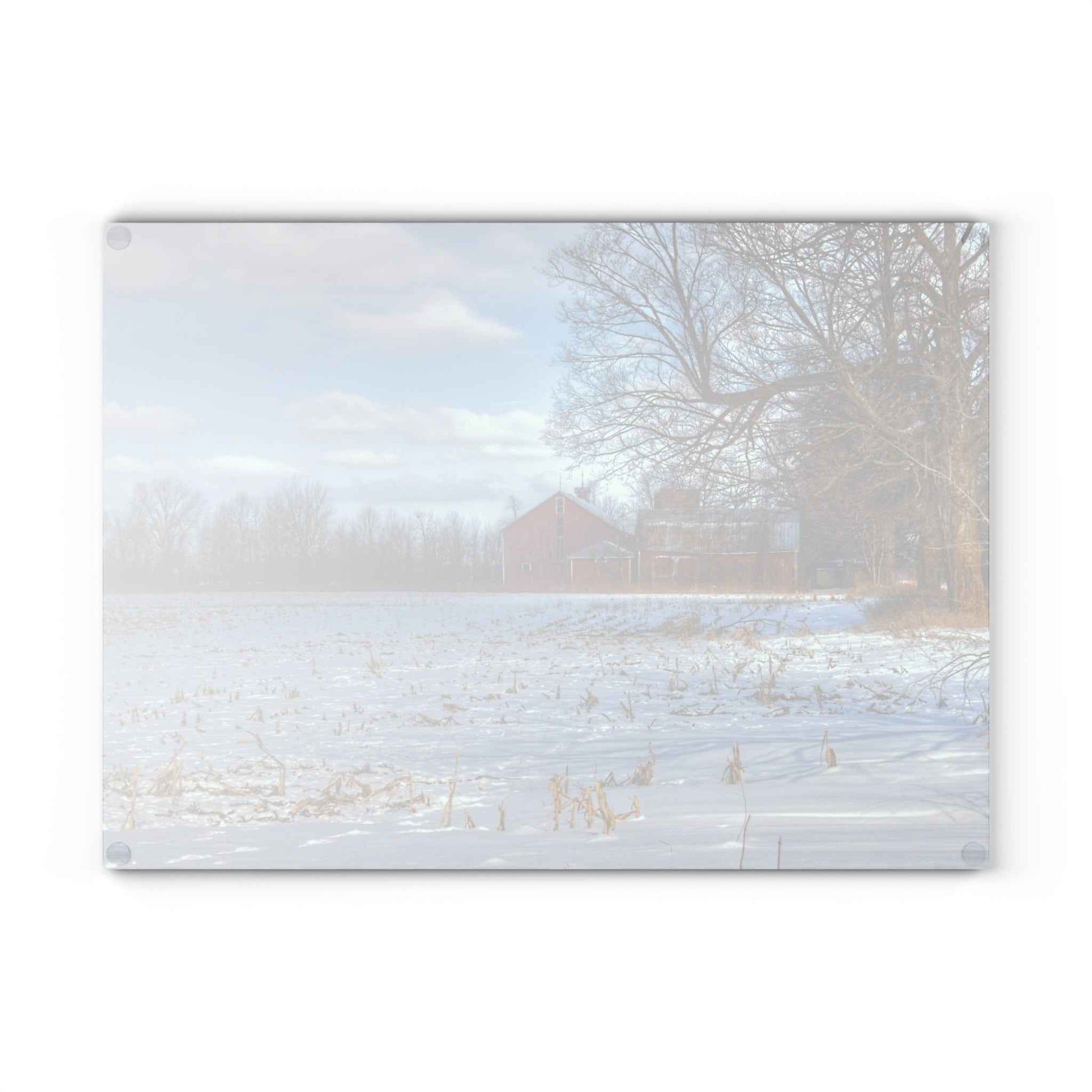 Rustic Farmhouse Cutting Board| Across Barnes Roads Frozen Corn Field