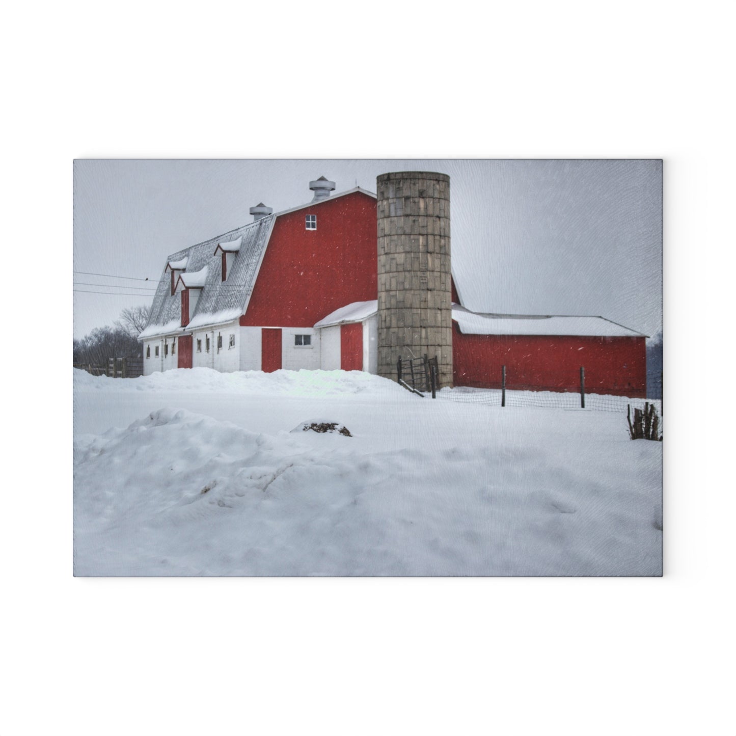 U R There Photography South Elba Block Red Rustic Farmhouse Tempered-Glass Cutting Board