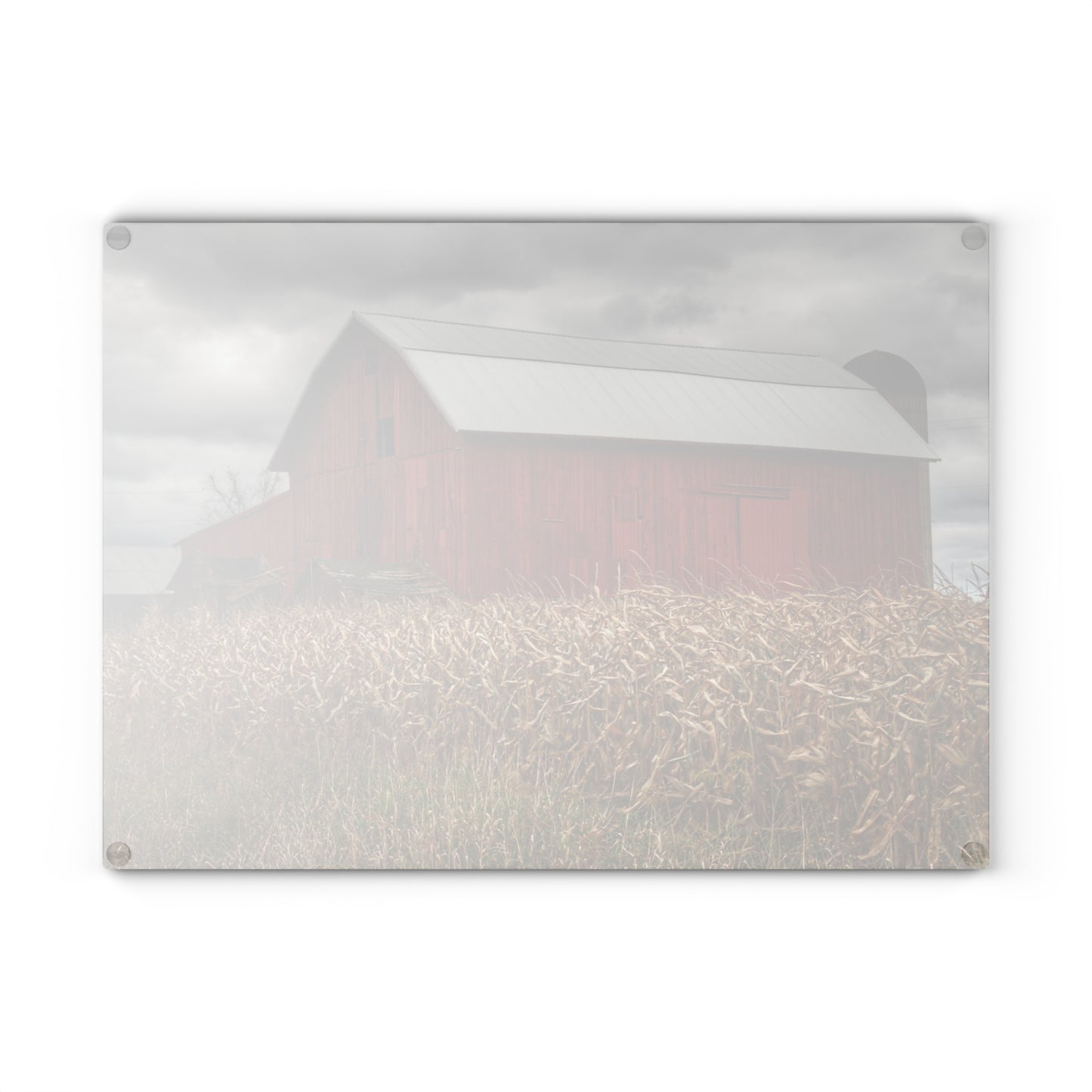 U R There Photography Horton Hilltop Red II Rustic Farmhouse Tempered-Glass Cutting Board
