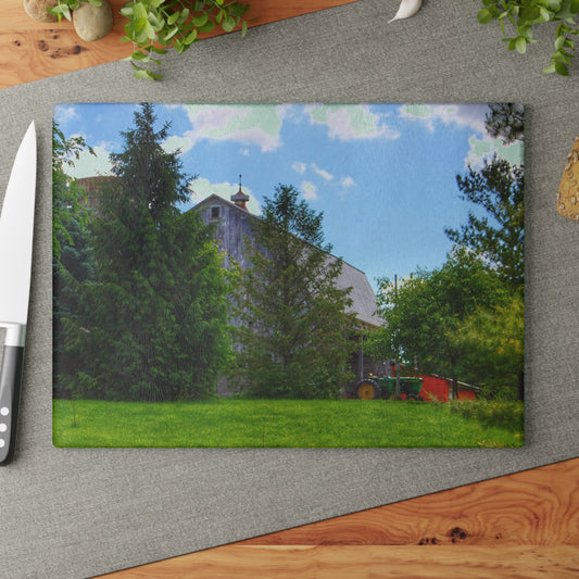 U R There Photography Bordman Road Hidden Grey Rustic Farmhouse Tempered-Glass Cutting Board