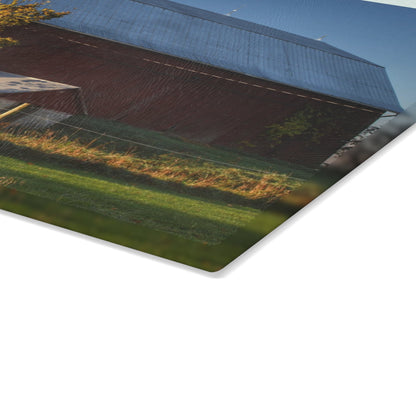 U R There Photography Columbiaville Red III Rustic Farmhouse Tempered-Glass Cutting Board