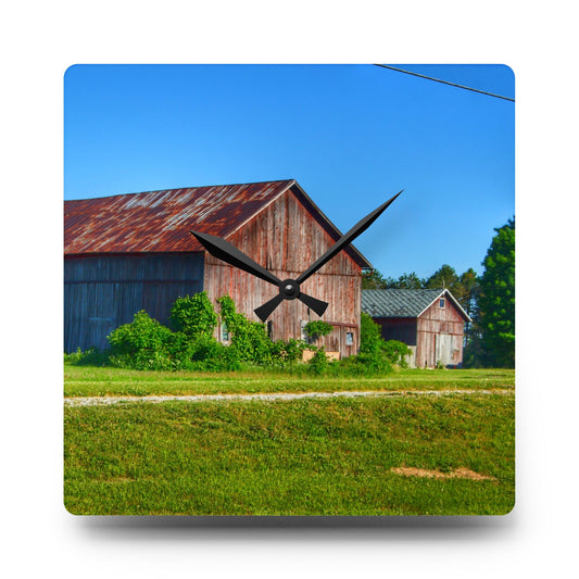 Otisville Rusted Reds Rustic Farmhouse Acrylic Analog Wall Clock 10.75'' × 10.75'' (Square)