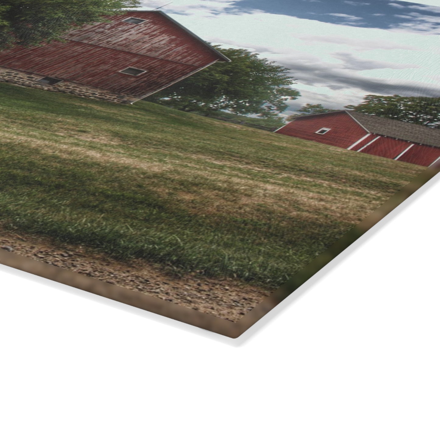 U R There Photography Five Lakes Red I Rustic Farmhouse Tempered-Glass Cutting Board