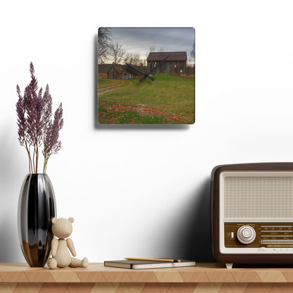 U R There Photography Roadside Greys of Carsonville Rustic Farmhouse Acrylic Analog Wall Clock