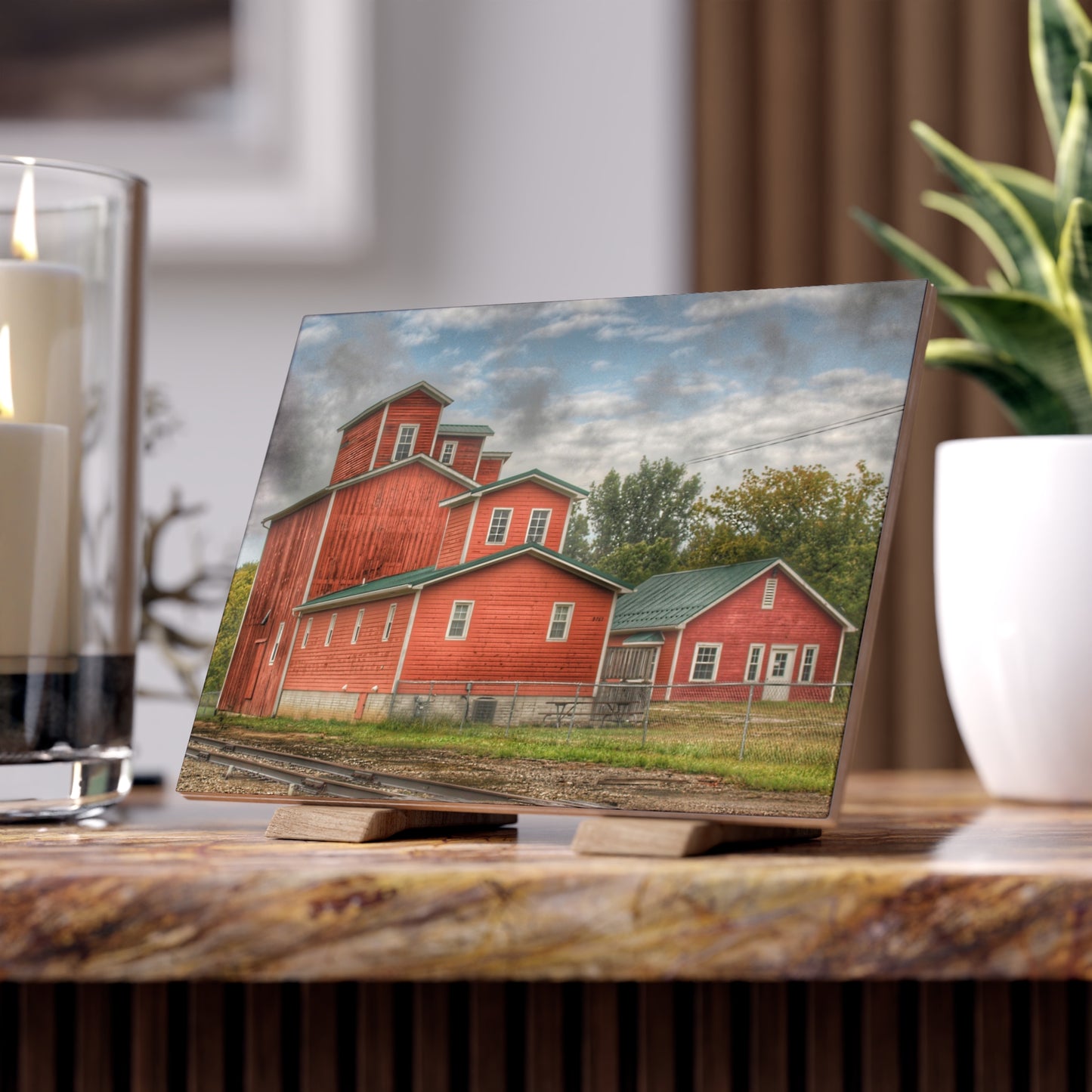 Aside the Tracks in Clifford Rustic Farmhouse Decorative Ceramic Tile 6" × 8" Matte