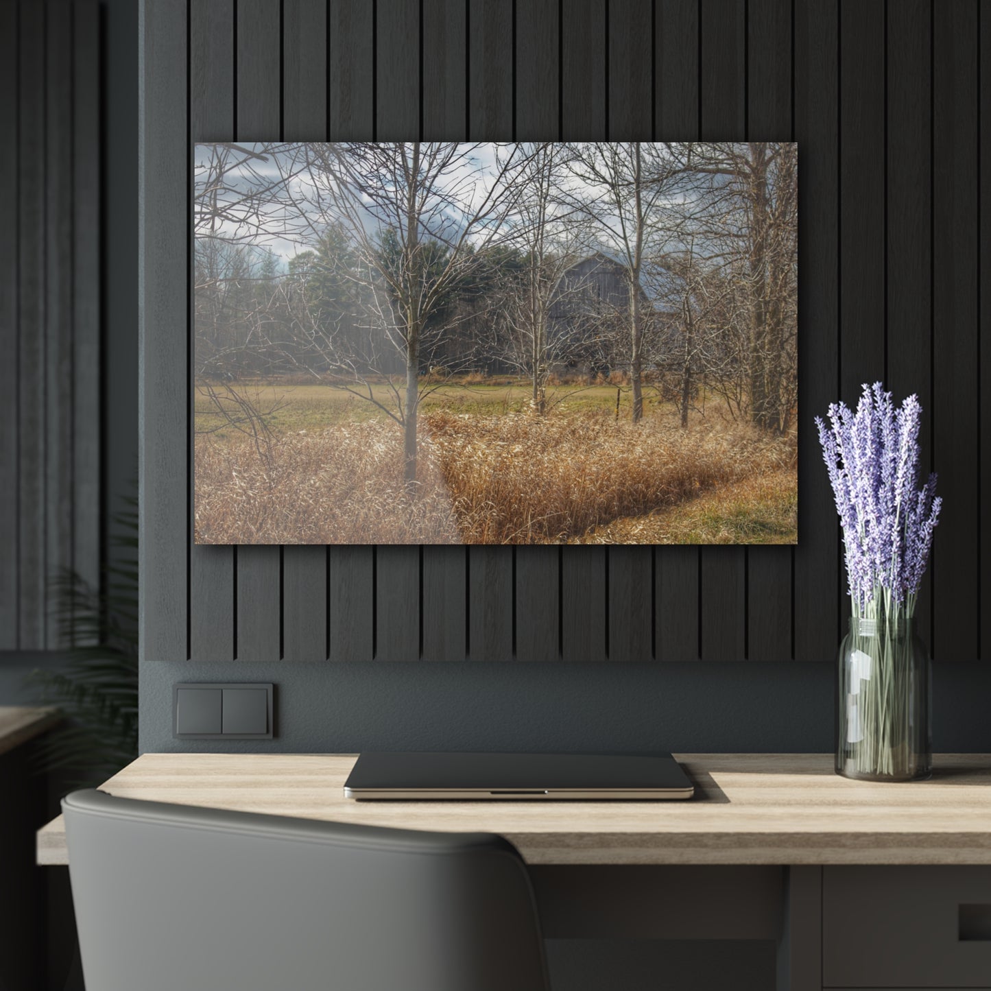 U R There Photography Speaker Road Hidden Grey Rustic Farmhouse Acrylic Wall Print