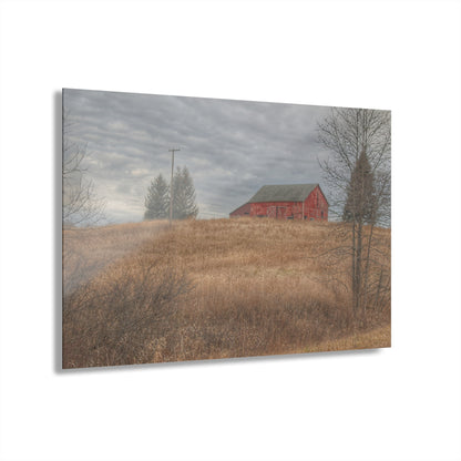 U R There Photography Grey Road Hillside Red I Rustic Farmhouse Acrylic Wall Print