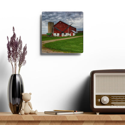 U R There Photography Fostoria Red II Rustic Farmhouse Acrylic Analog Wall Clock