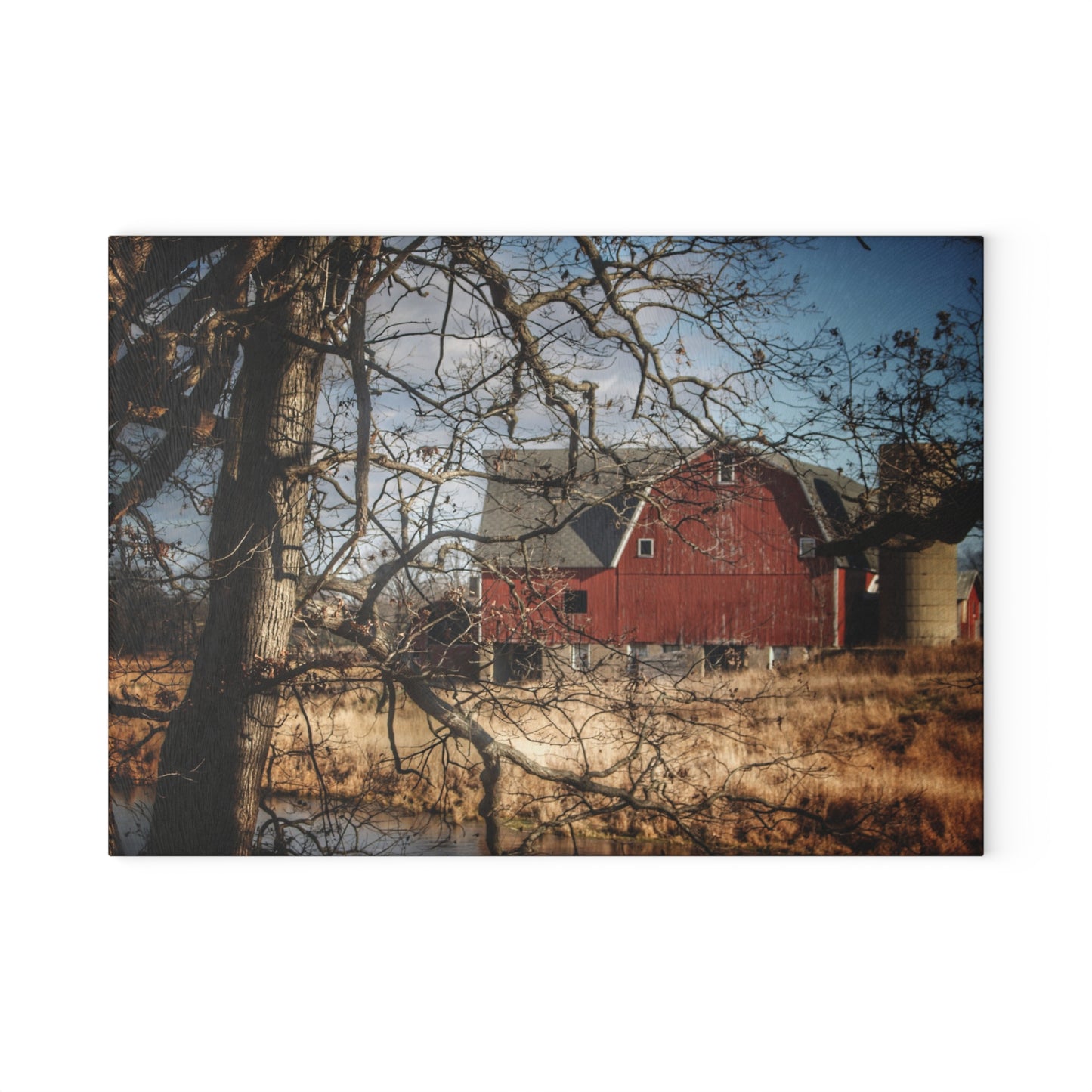 U R There Photography Greenwood Road Hidden Rustic Farmhouse Tempered-Glass Cutting Board