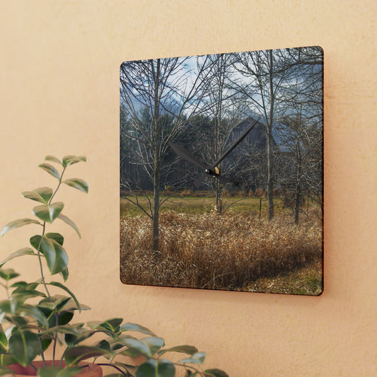 U R There Photography Speaker Road Hidden Grey Rustic Farmhouse Acrylic Analog Wall Clock