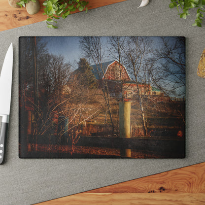 U R There Photography Marathon Road Hillside Red II Rustic Farmhouse Tempered-Glass Cutting Board