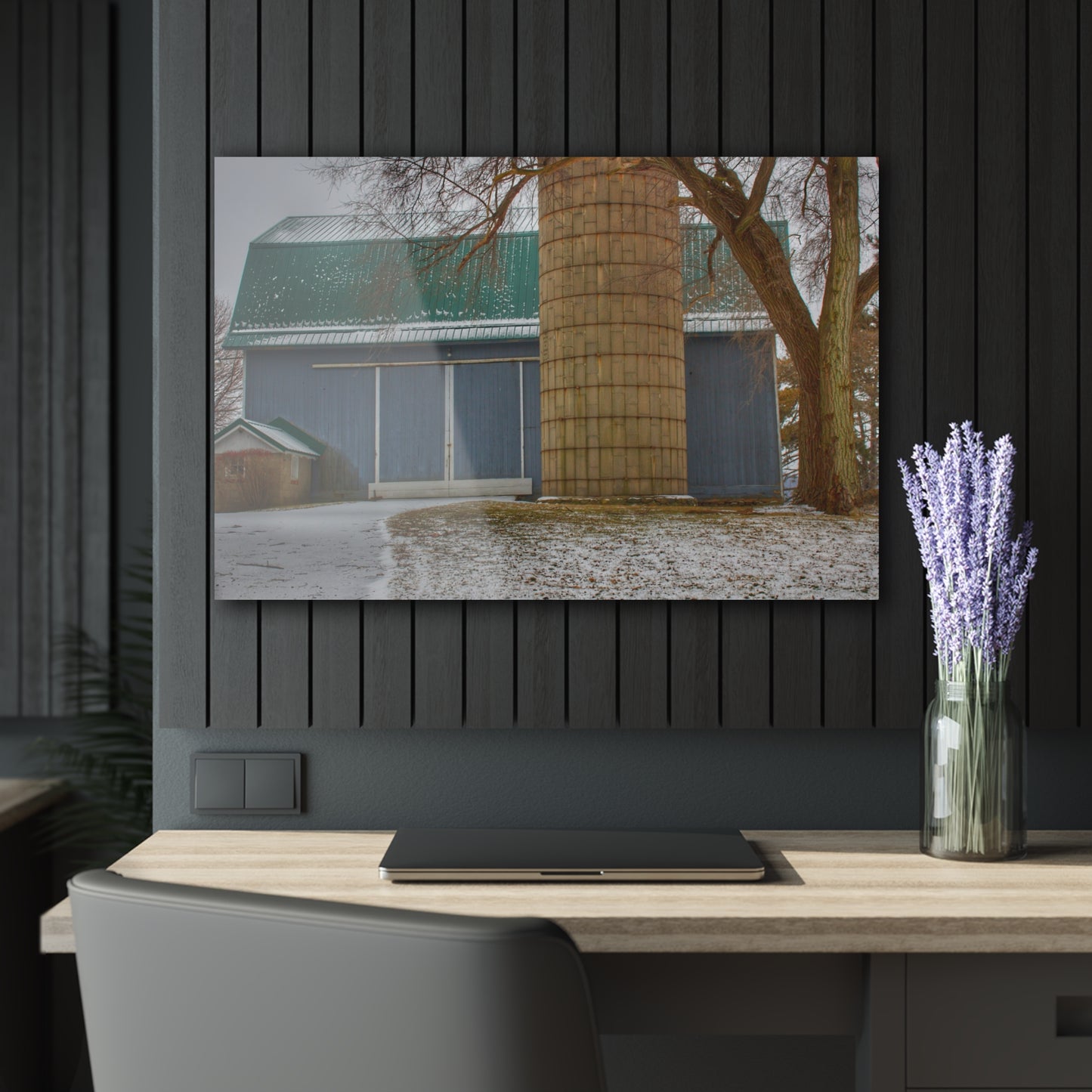 U R There Photography Hollow Corners Grey and Silo Rustic Farmhouse Acrylic Wall Print