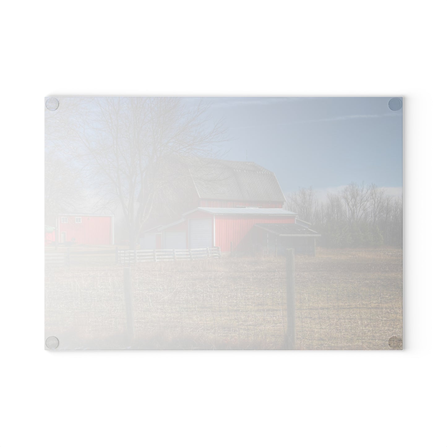 U R There Photography Clifford Road Red II Rustic Farmhouse Tempered-Glass Cutting Board