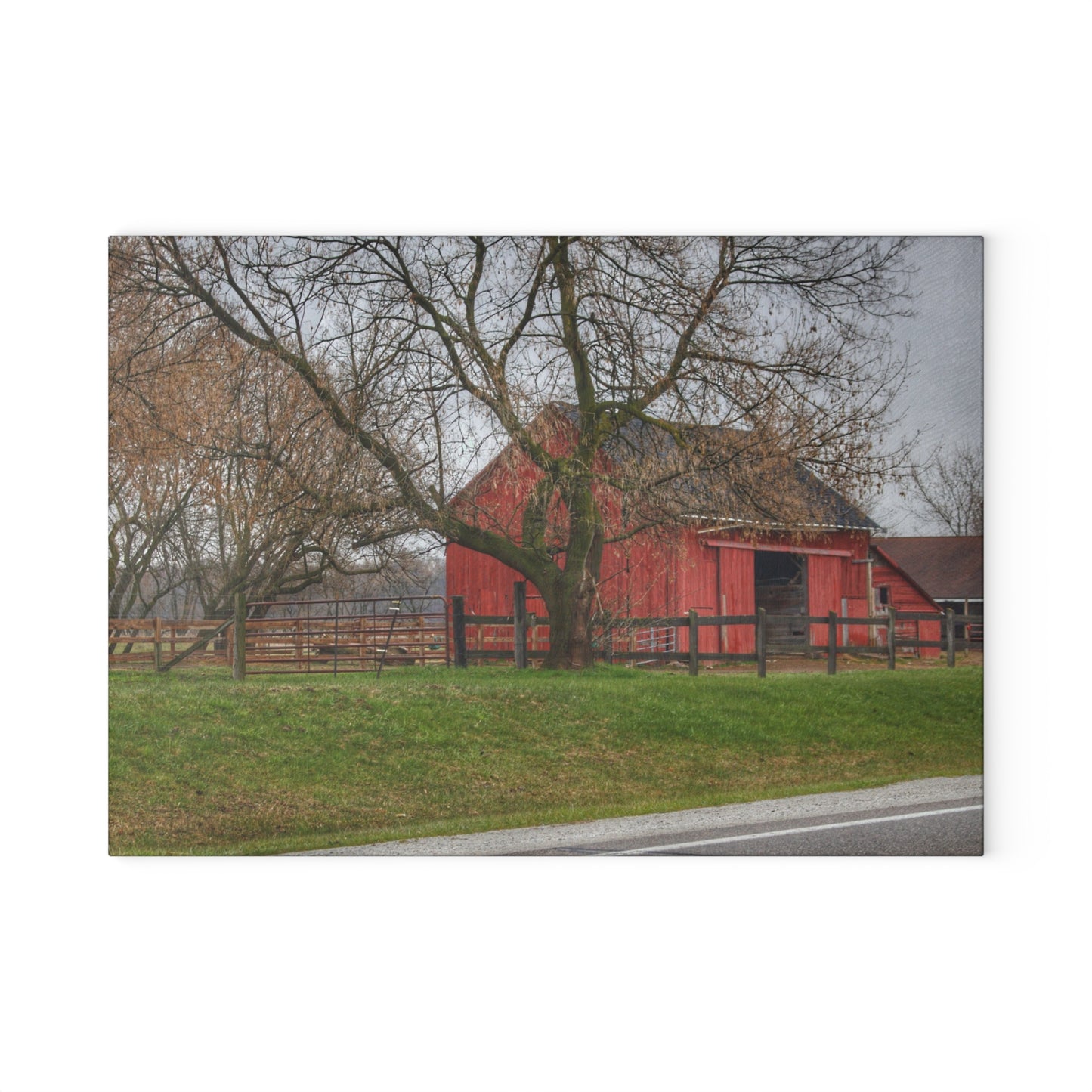U R There Photography M-21 Roadside Stable I Rustic Farmhouse Tempered-Glass Cutting Board