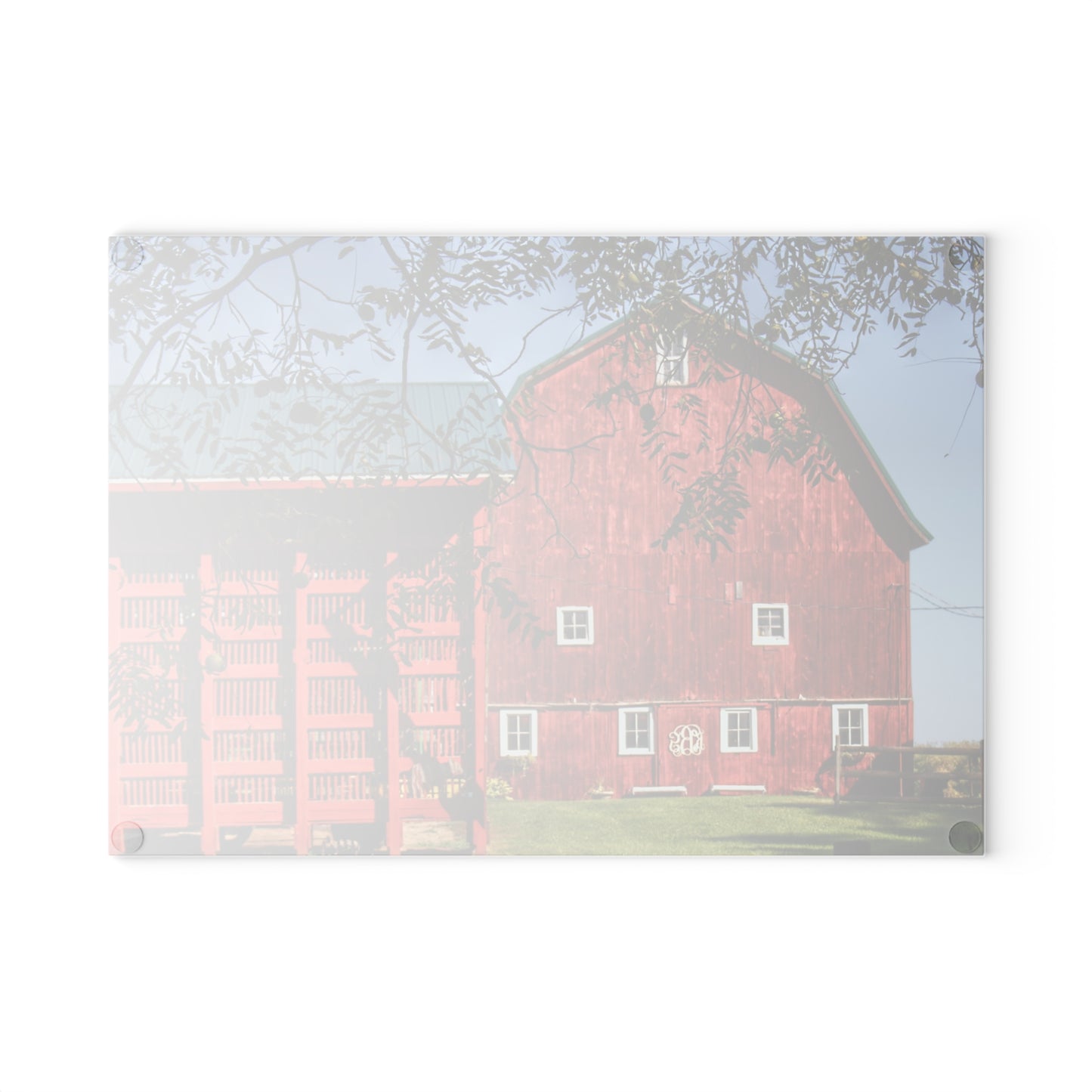 U R There Photography Gardner Road Red I Rustic Farmhouse Tempered-Glass Cutting Board